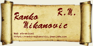 Ranko Mikanović vizit kartica